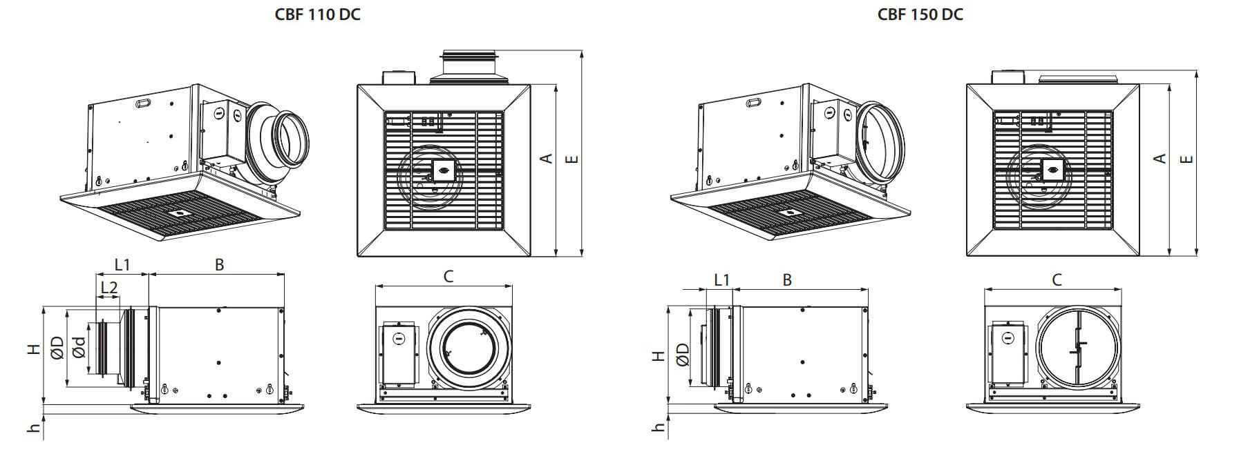 Vents CBF DC energy saving ceiling fan bathroom fan dimensions